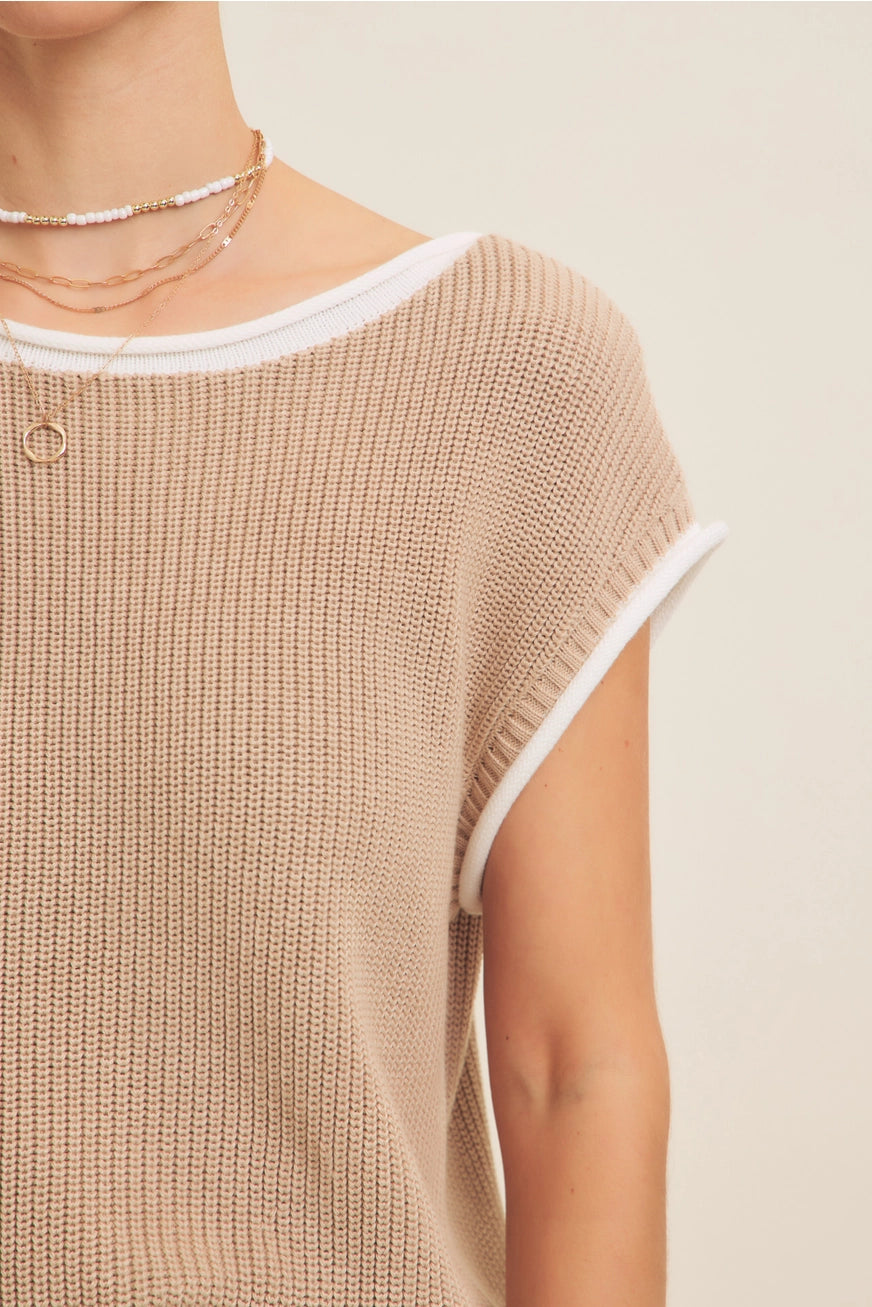 Sleeveless Sweater In Taupe