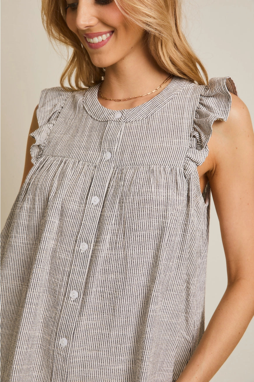 Black Stripe Sleeveless Top