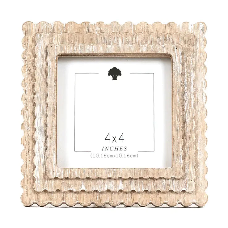 Ivory Scalloped Wood Frame