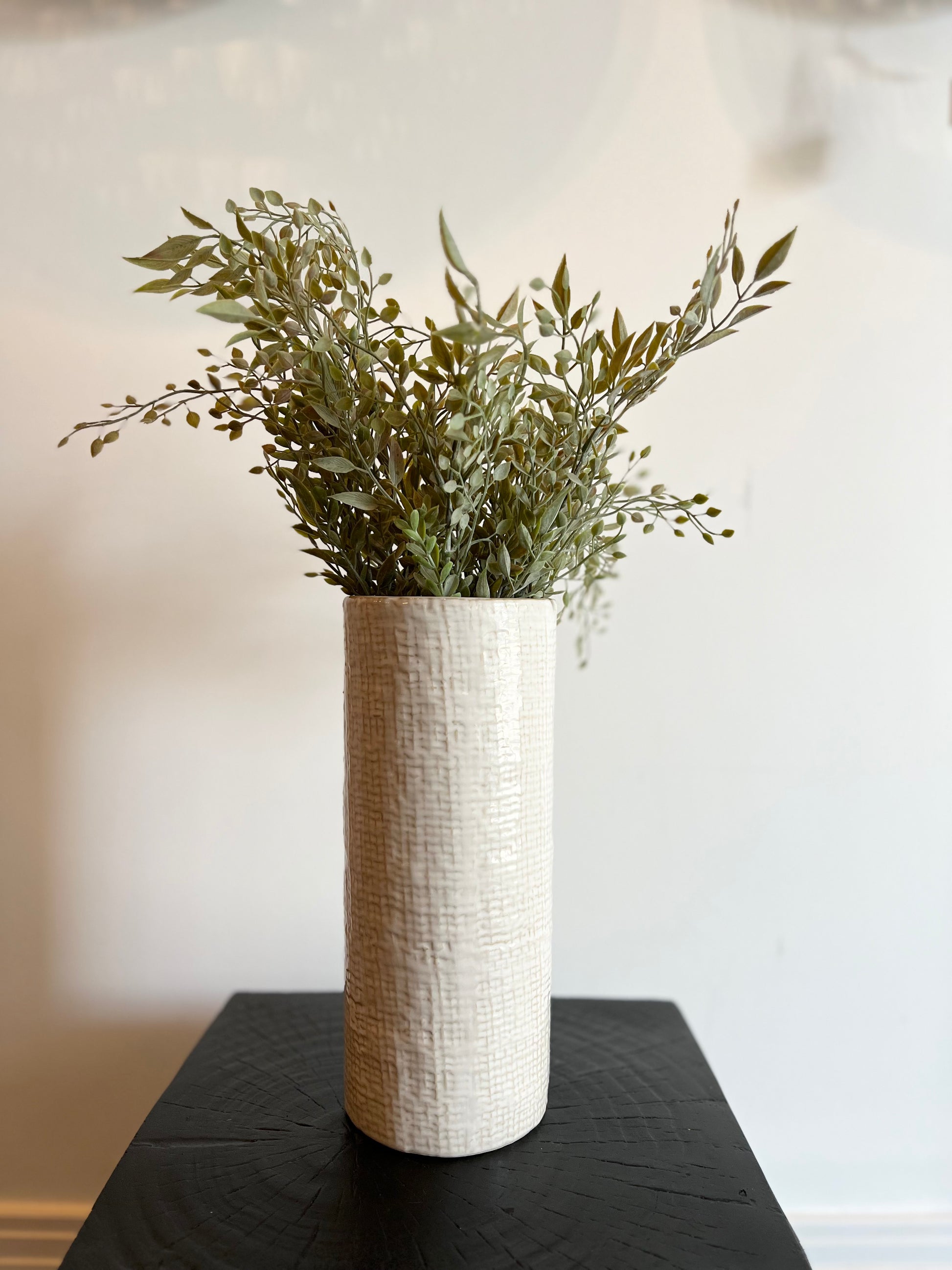 White Checked Vase-Small