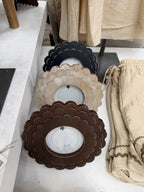 Round Black Scalloped Wood Frame
