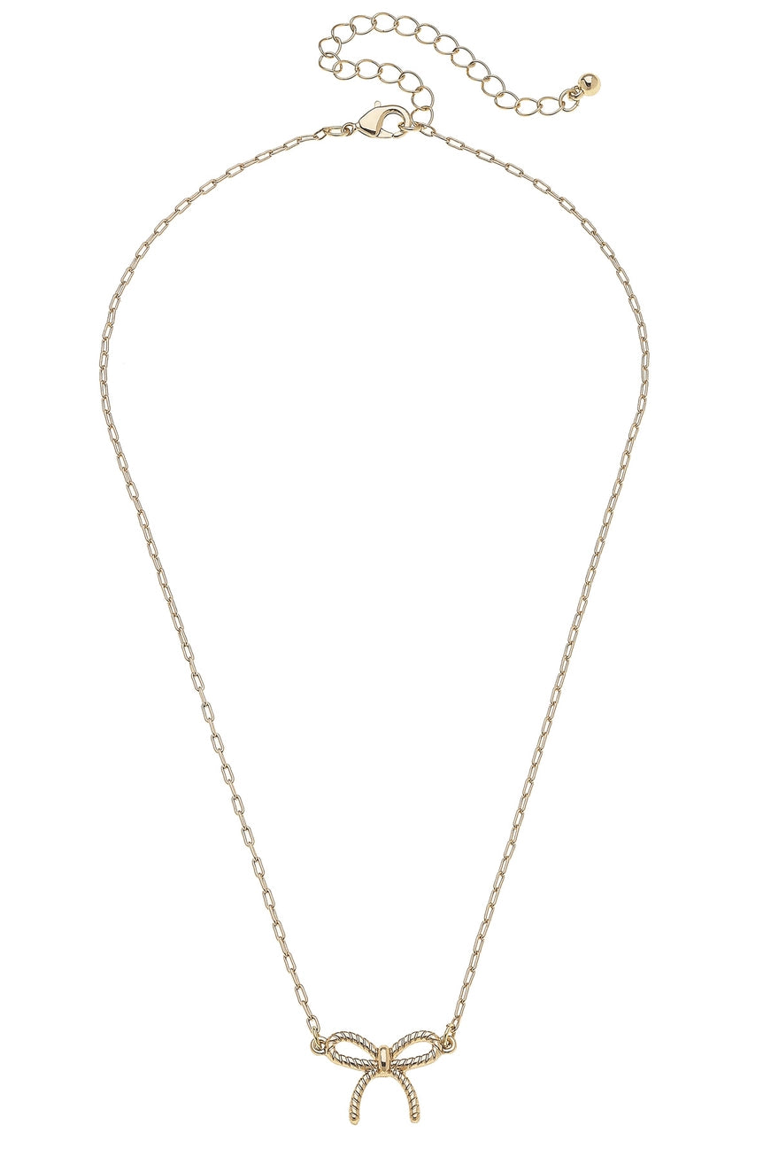 Rope Bow Necklace in Shiny Gold