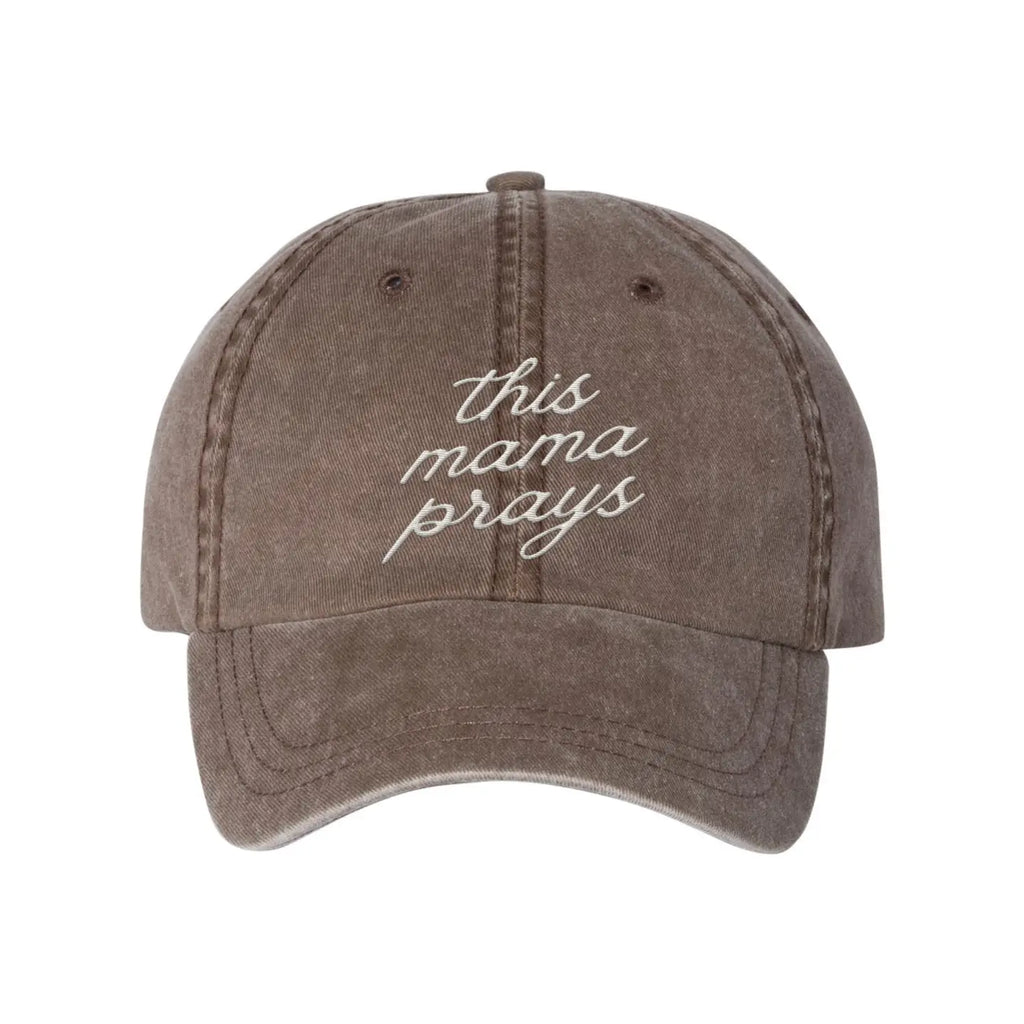 This Momma Prays Embroidery Washed Hat