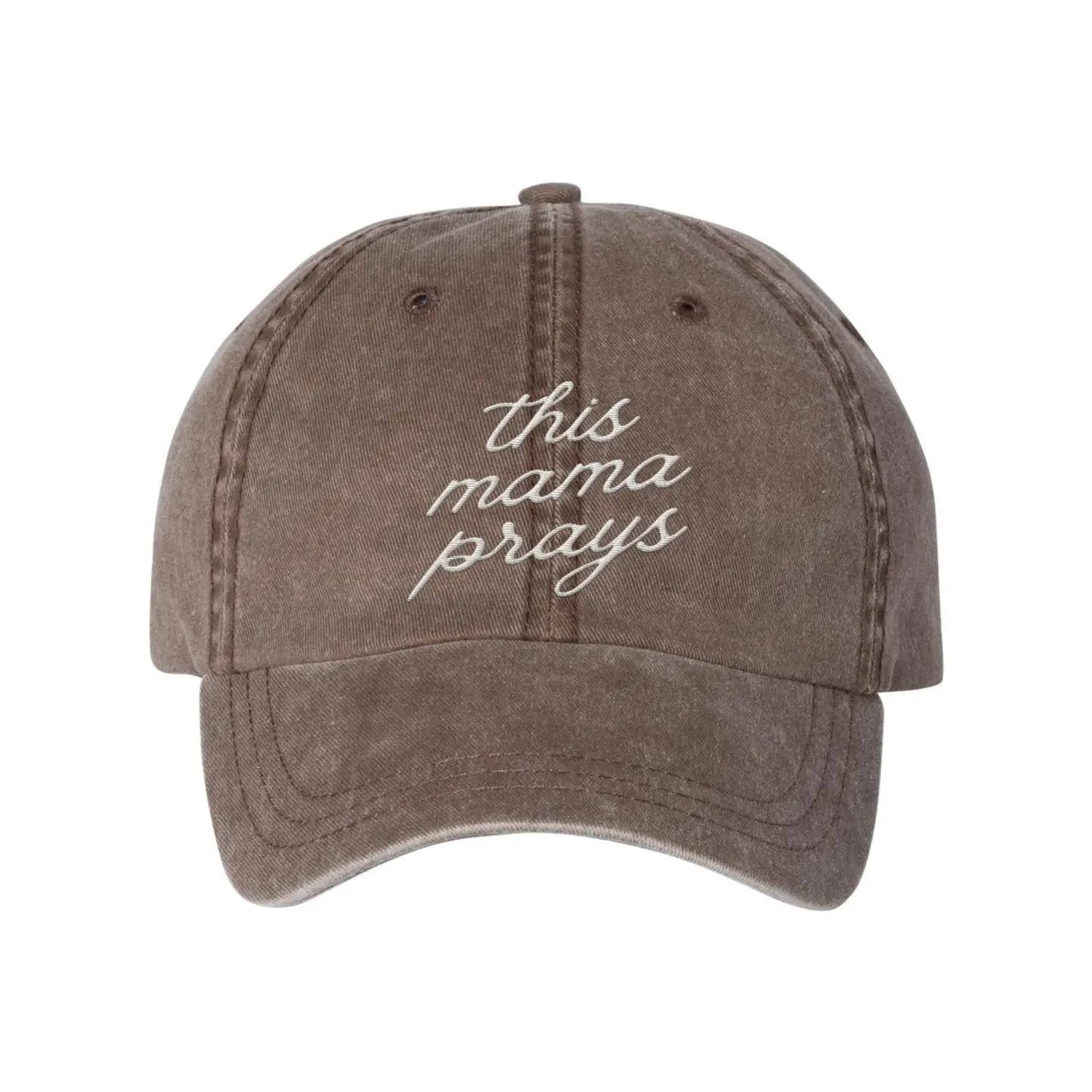 This Momma Prays Embroidery Washed Hat