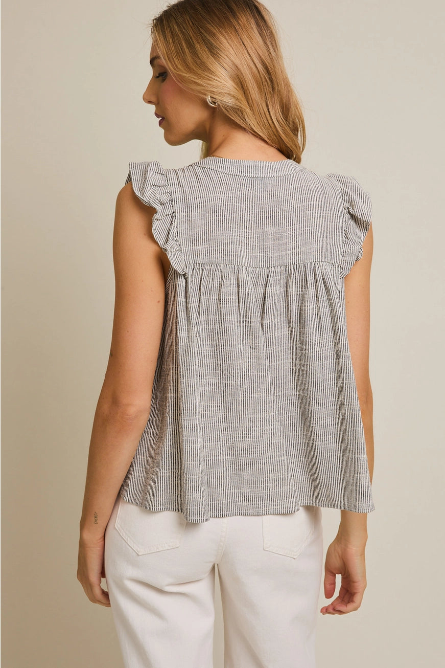 Black Stripe Sleeveless Top