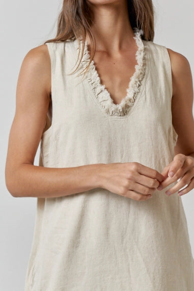 V Neck Linen Dress