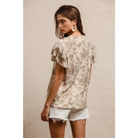 Grace Top In Taupe Floral