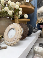 Round Black Scalloped Wood Frame