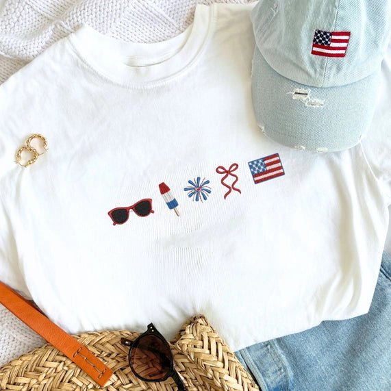 4Th Of July Embroidered T Shirt - The Cozy Nest