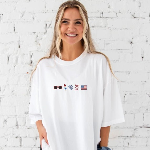 4Th Of July Embroidered T Shirt - The Cozy Nest