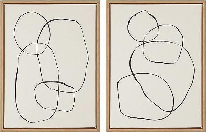 Abstract Circle Wall Art W/Natural Wood Frames