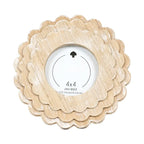 Round Ivory Scalloped Wood Frame