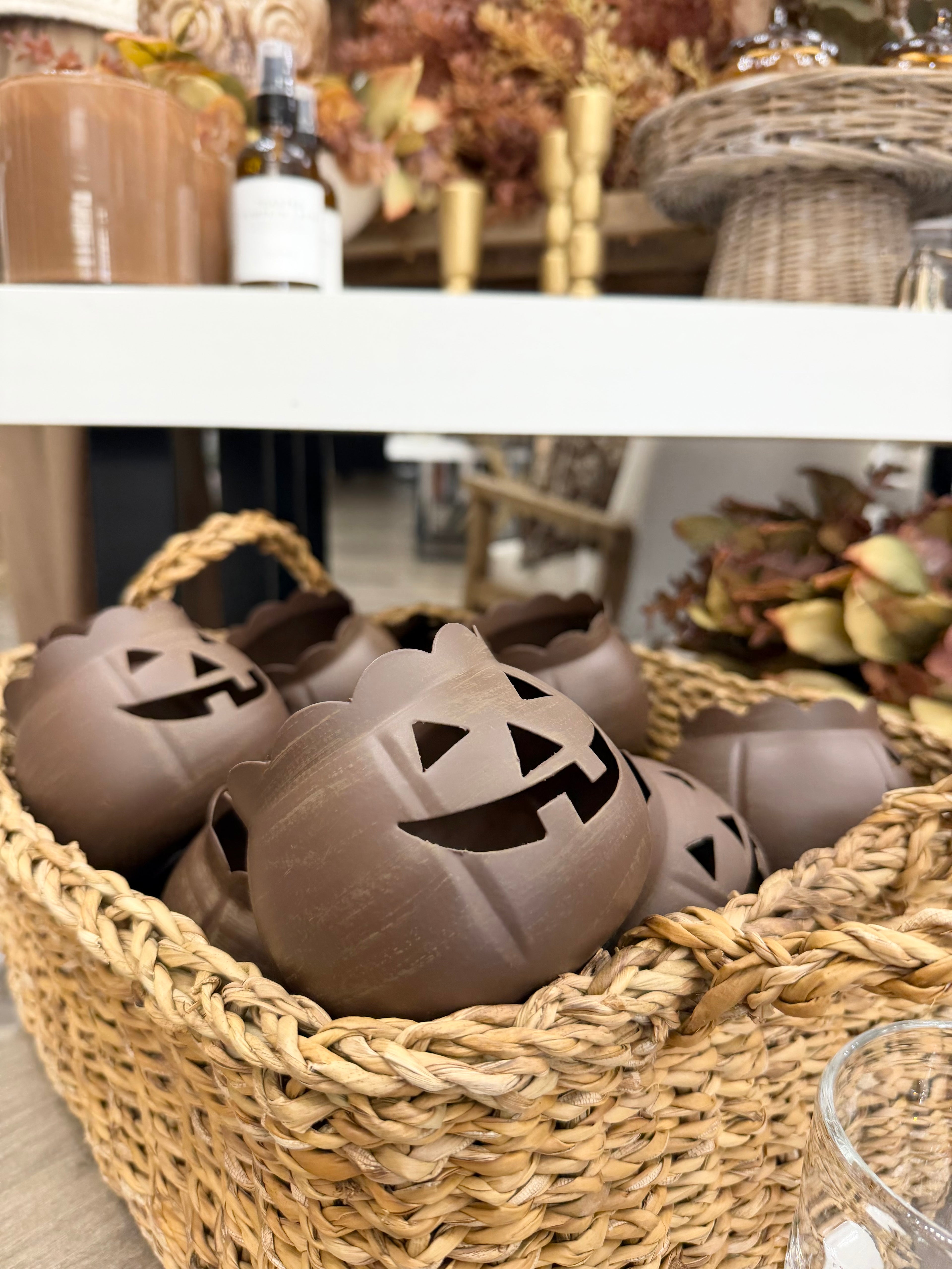 Halloween Bronze Jack-O'-Lantern Candle Holder