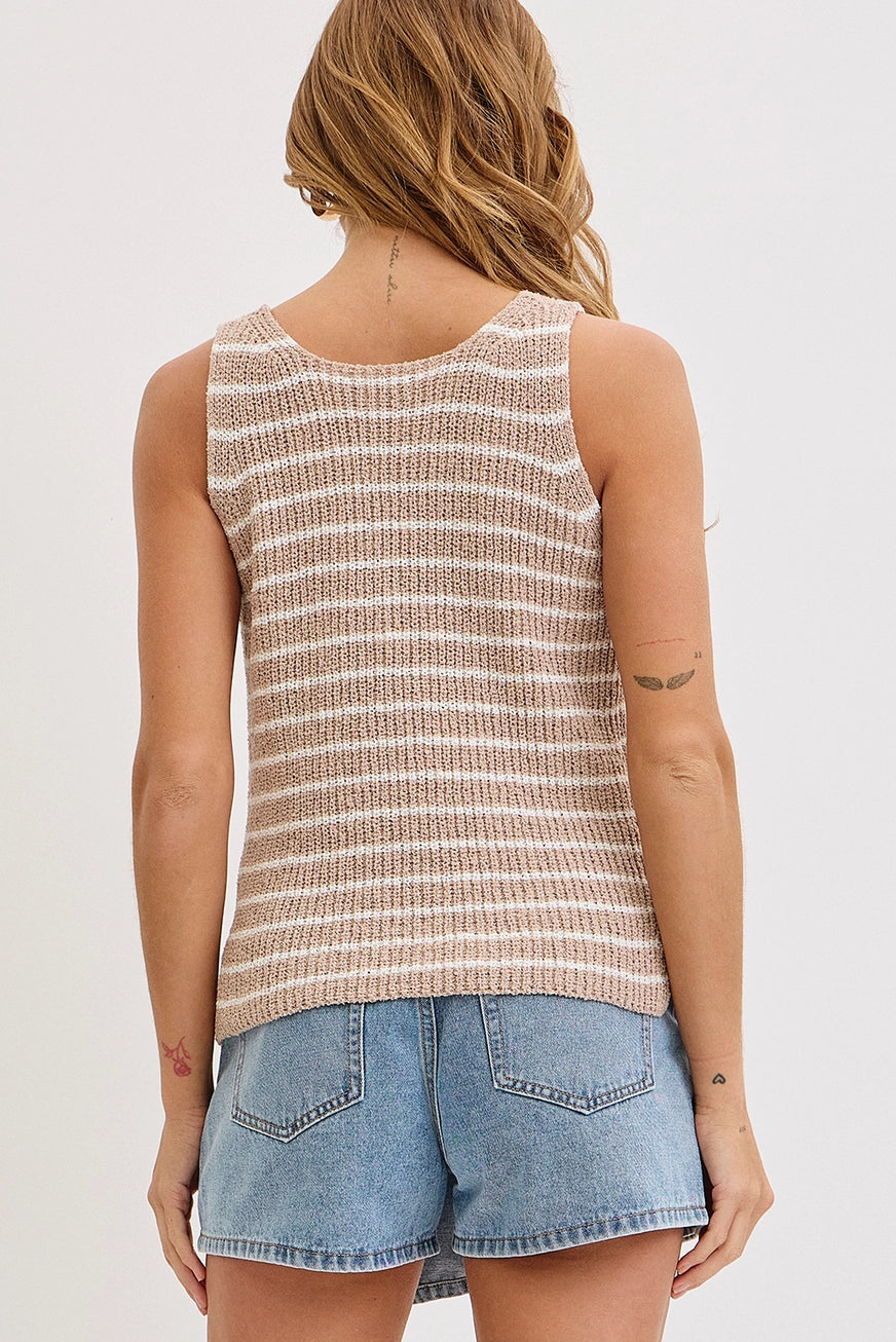 Stripe Knit Sleeveless Tank Top