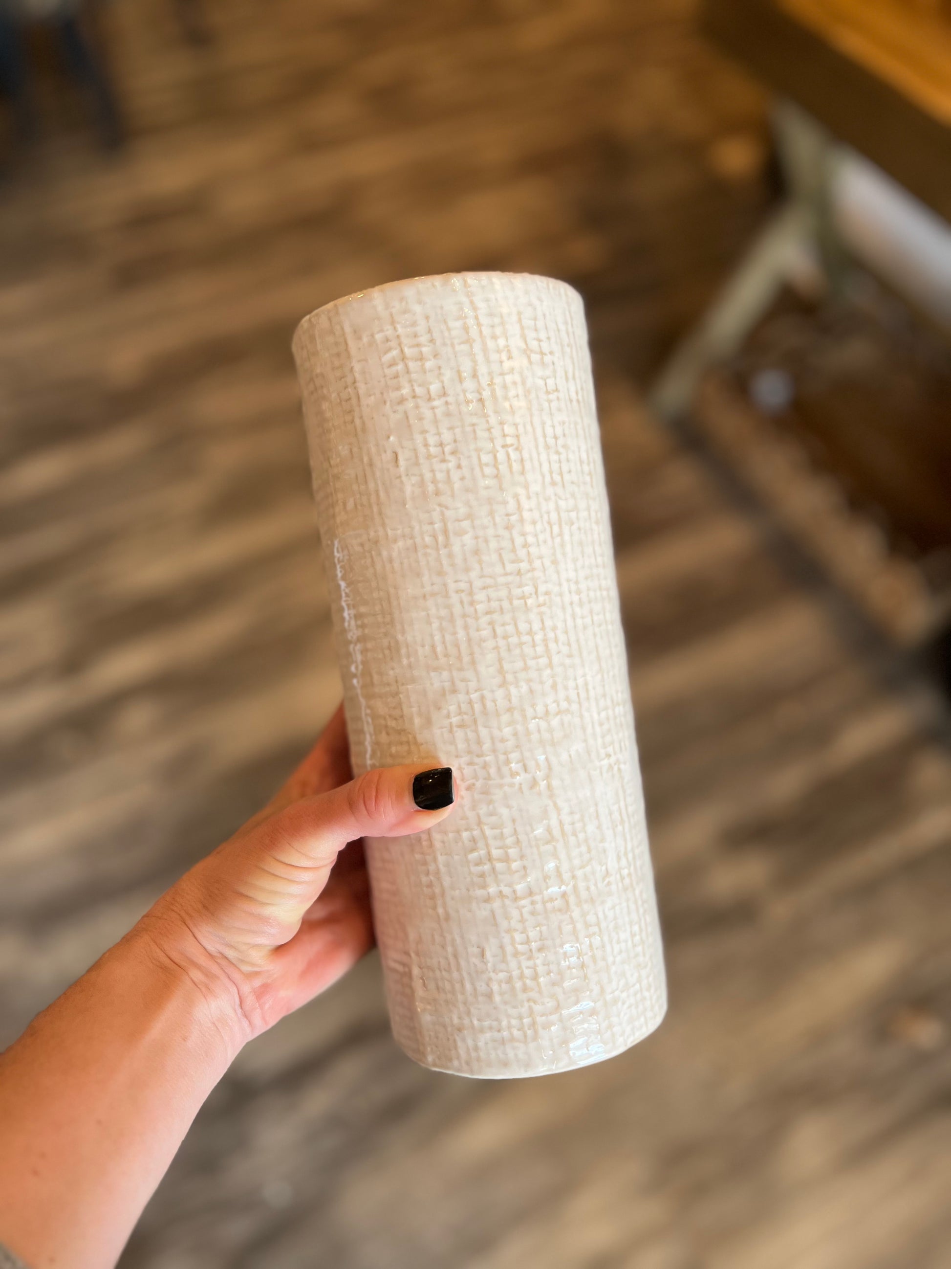 White Checked Vase-Small