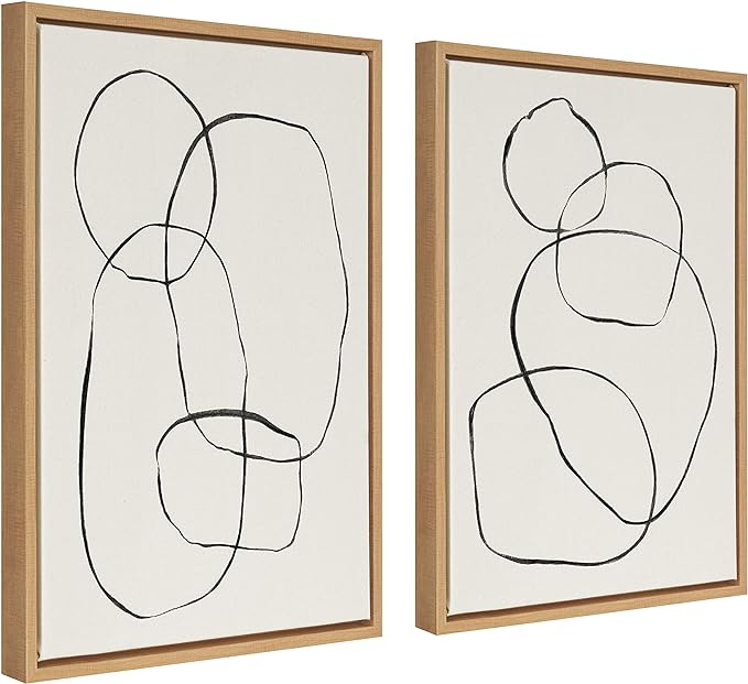 Abstract Circle Wall Art W/Natural Wood Frames