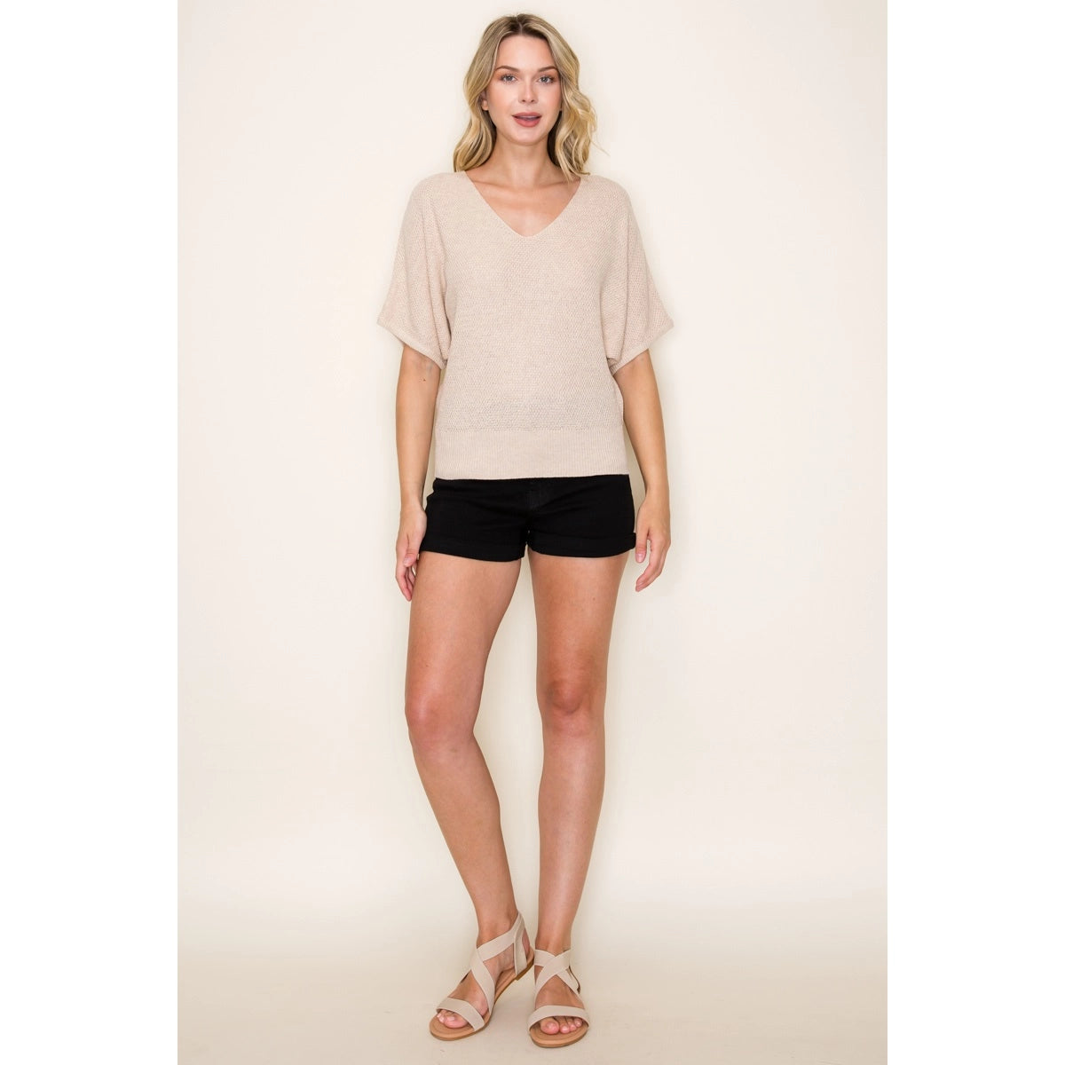 Waffle Texture Sweater In Oatmeal