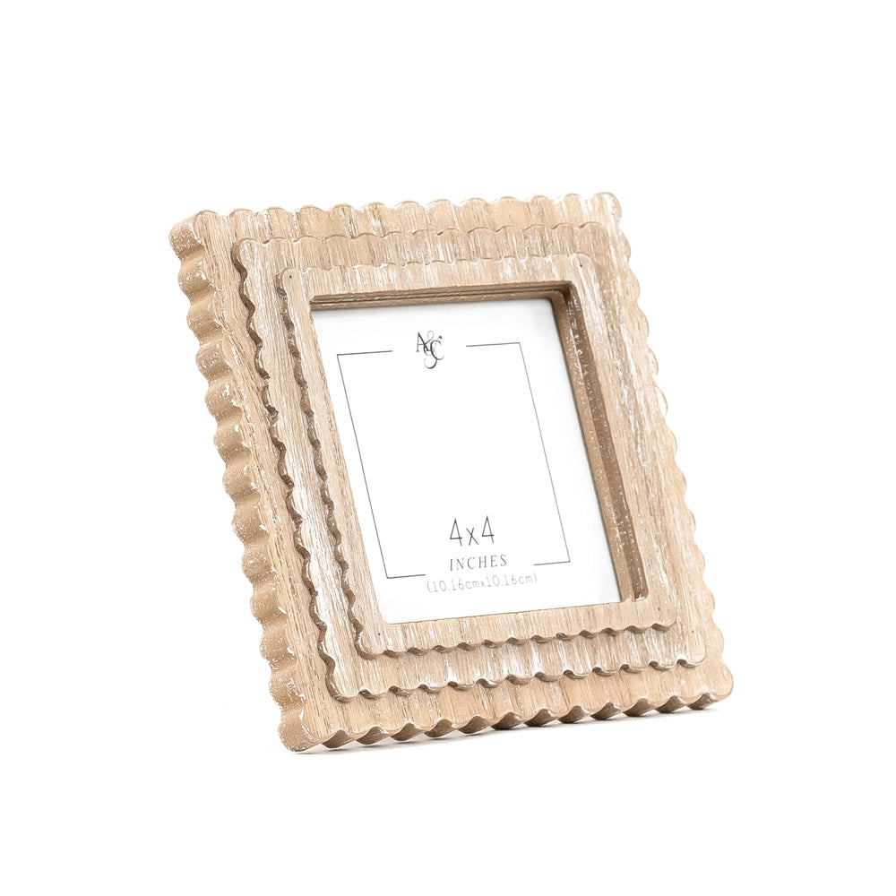Ivory Scalloped Wood Frame