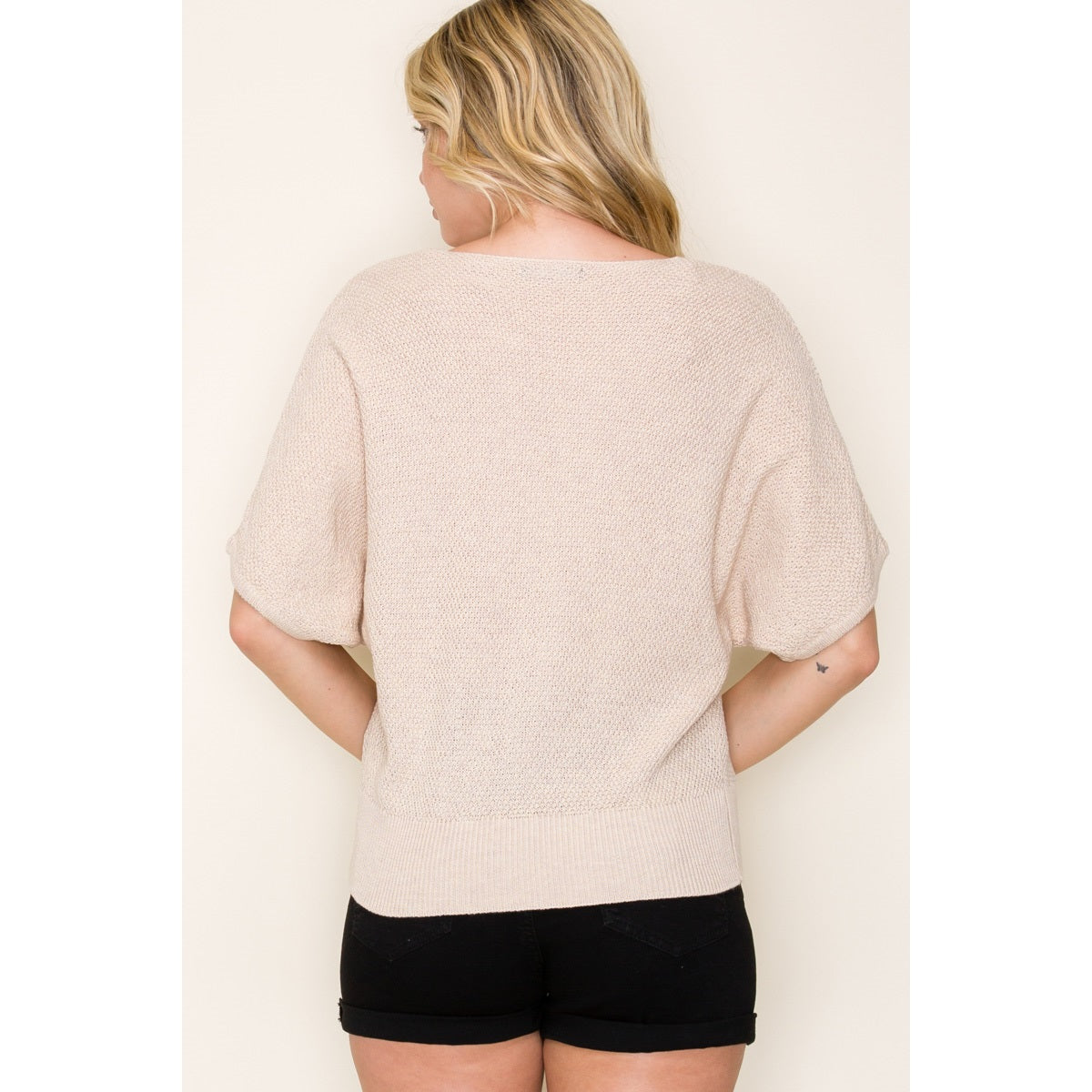Waffle Texture Sweater In Oatmeal