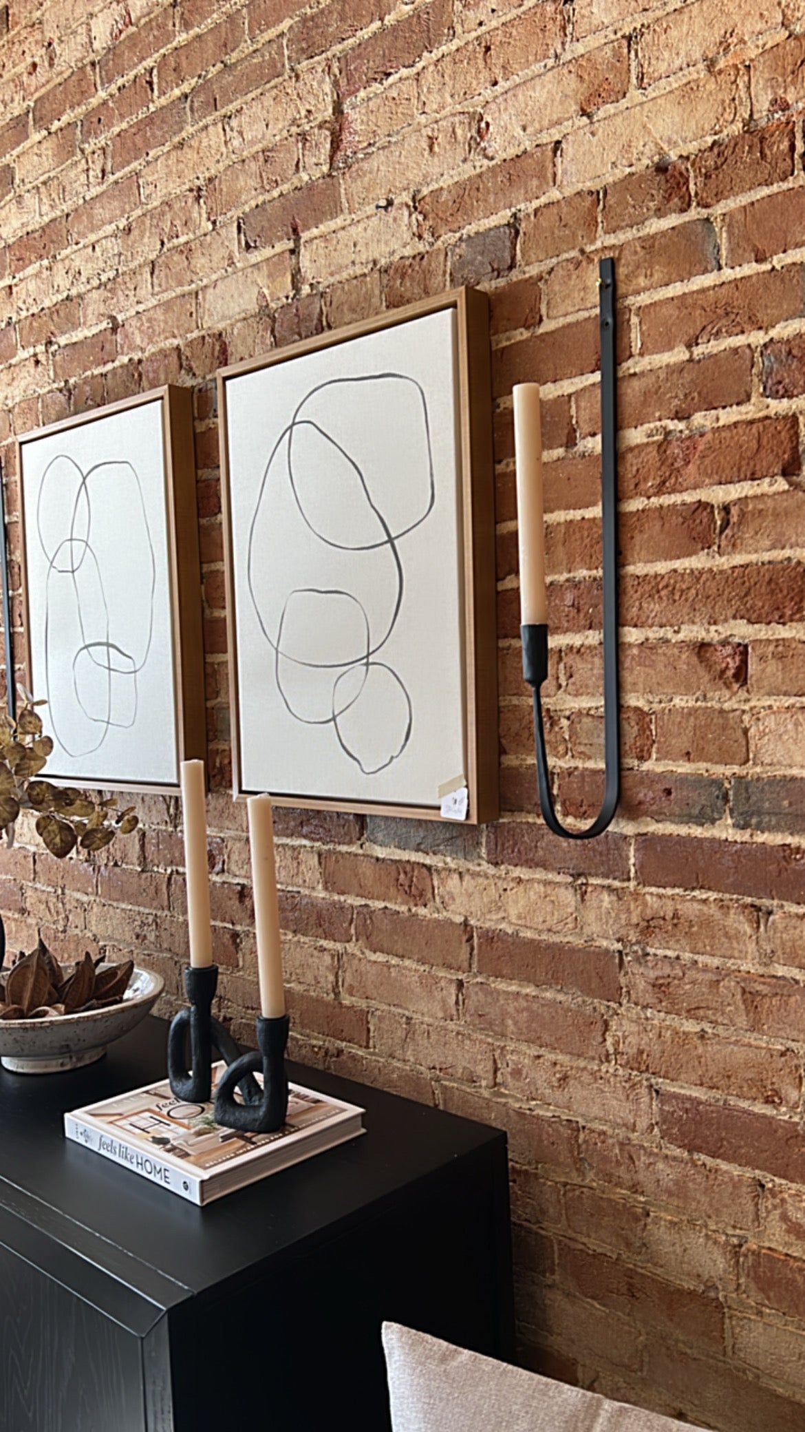 Abstract Circle Wall Art W/Natural Wood Frames