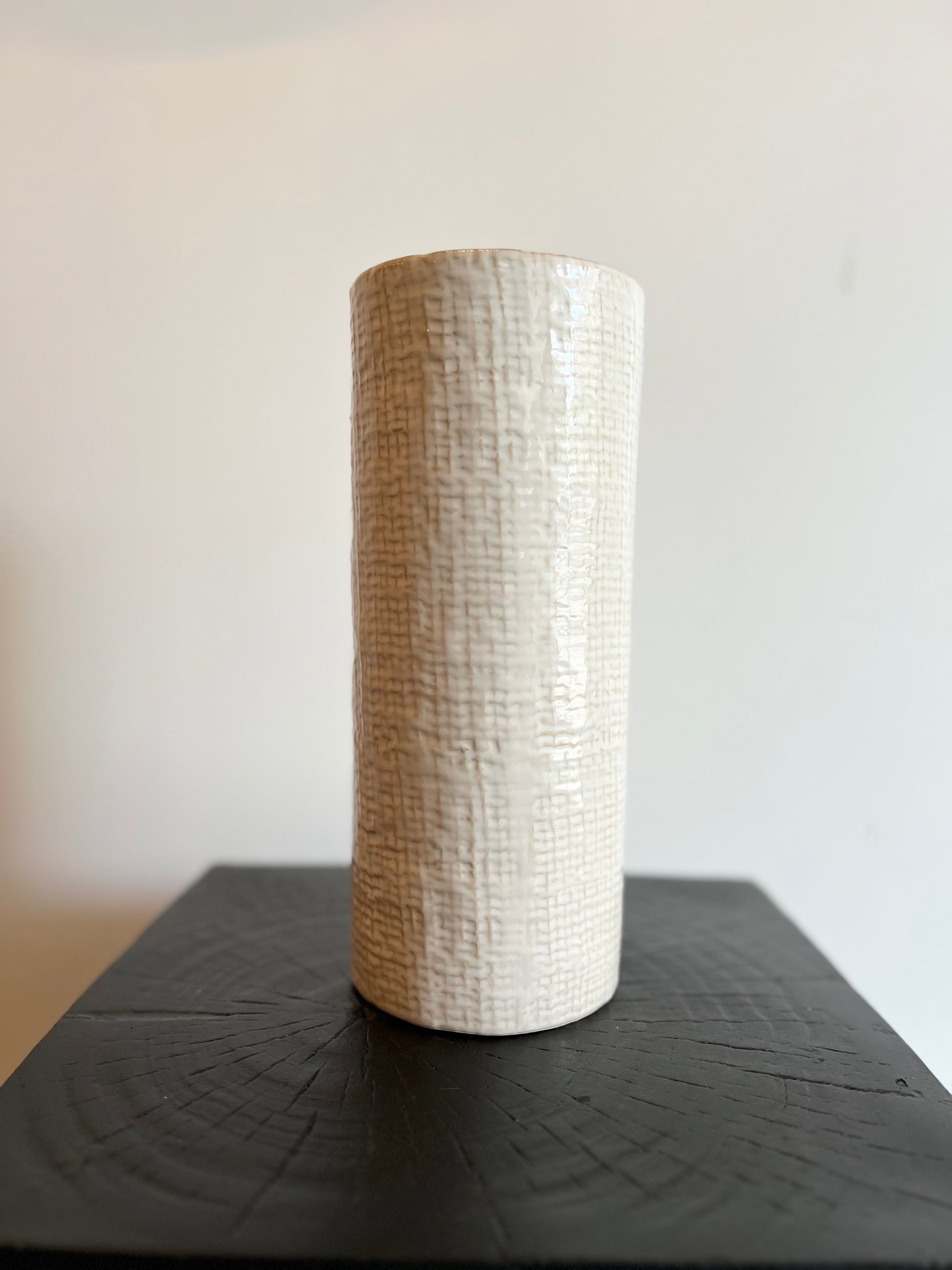 White Checked Vase-Small