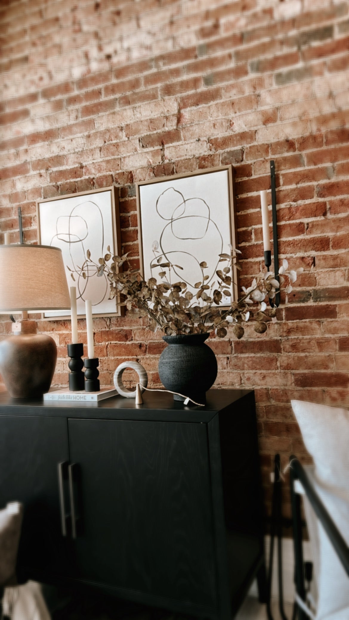Abstract Circle Wall Art W/Natural Wood Frames