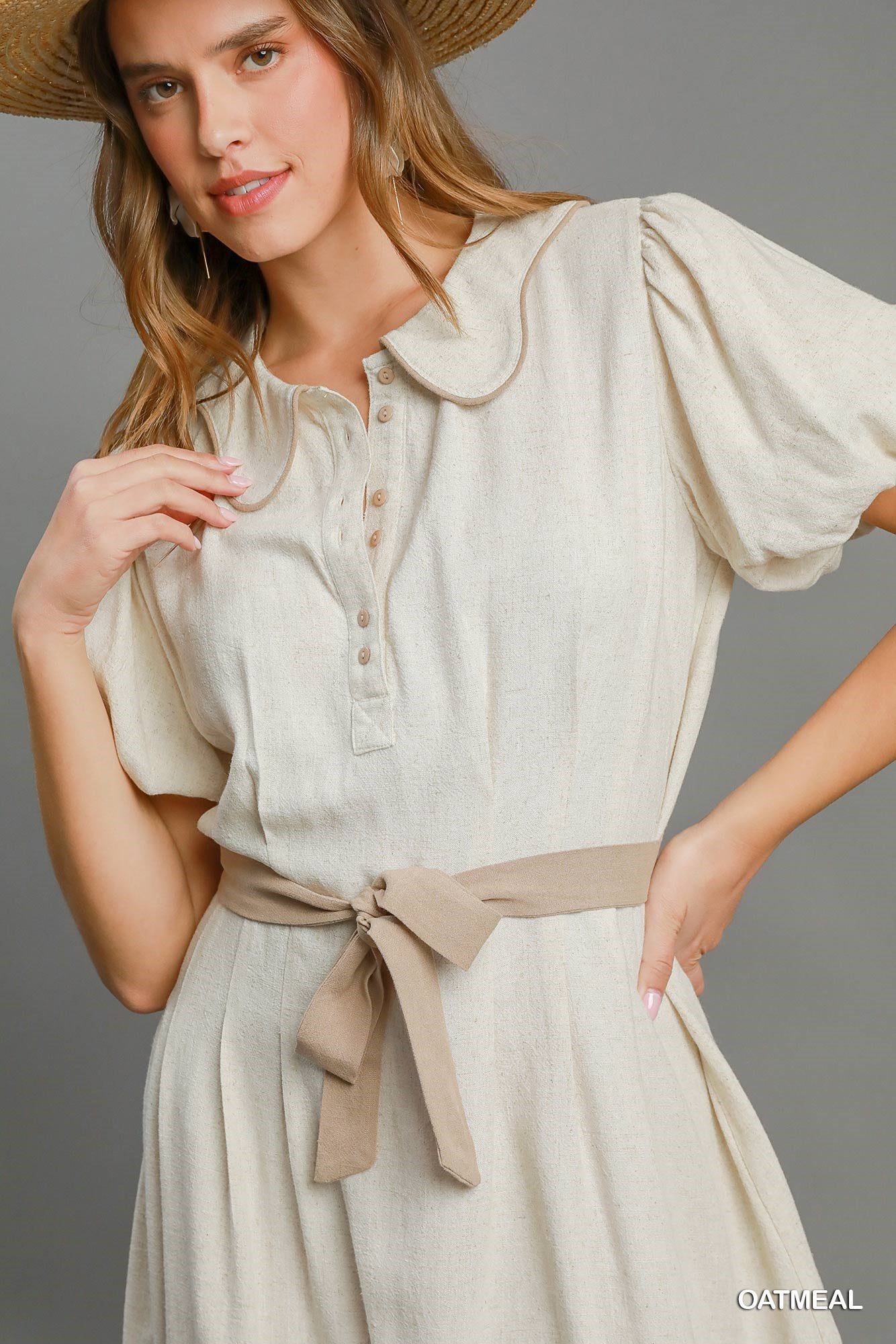 Color Blocked Scalloped Hem Mini Dress