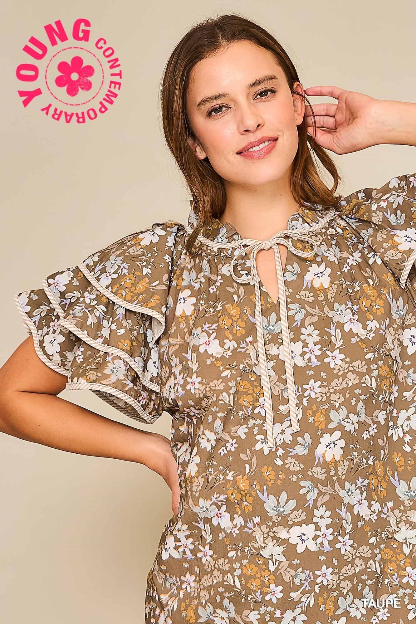 Floral Ruffle Sleeve Babydoll Dress