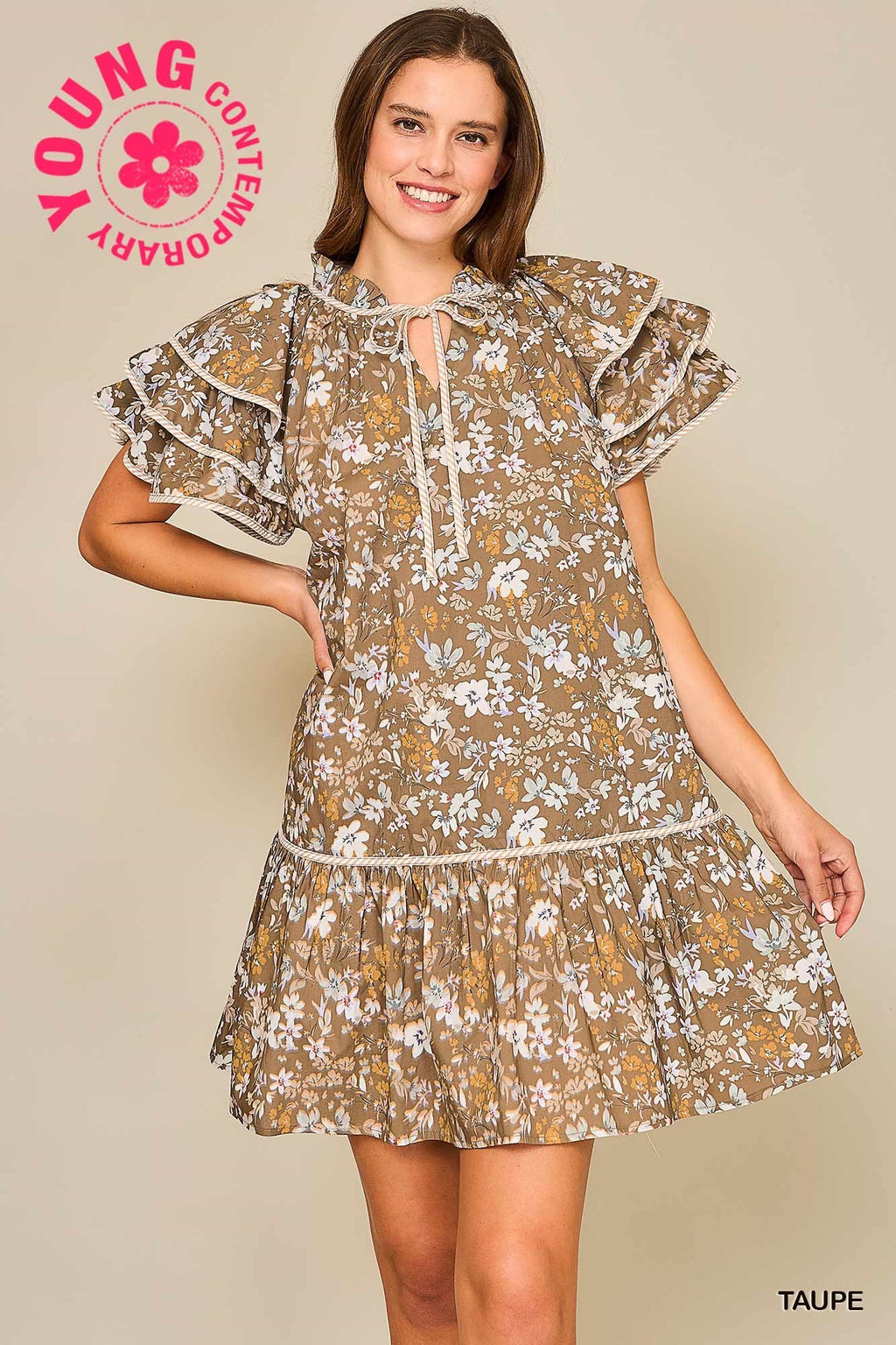 Floral Ruffle Sleeve Babydoll Dress