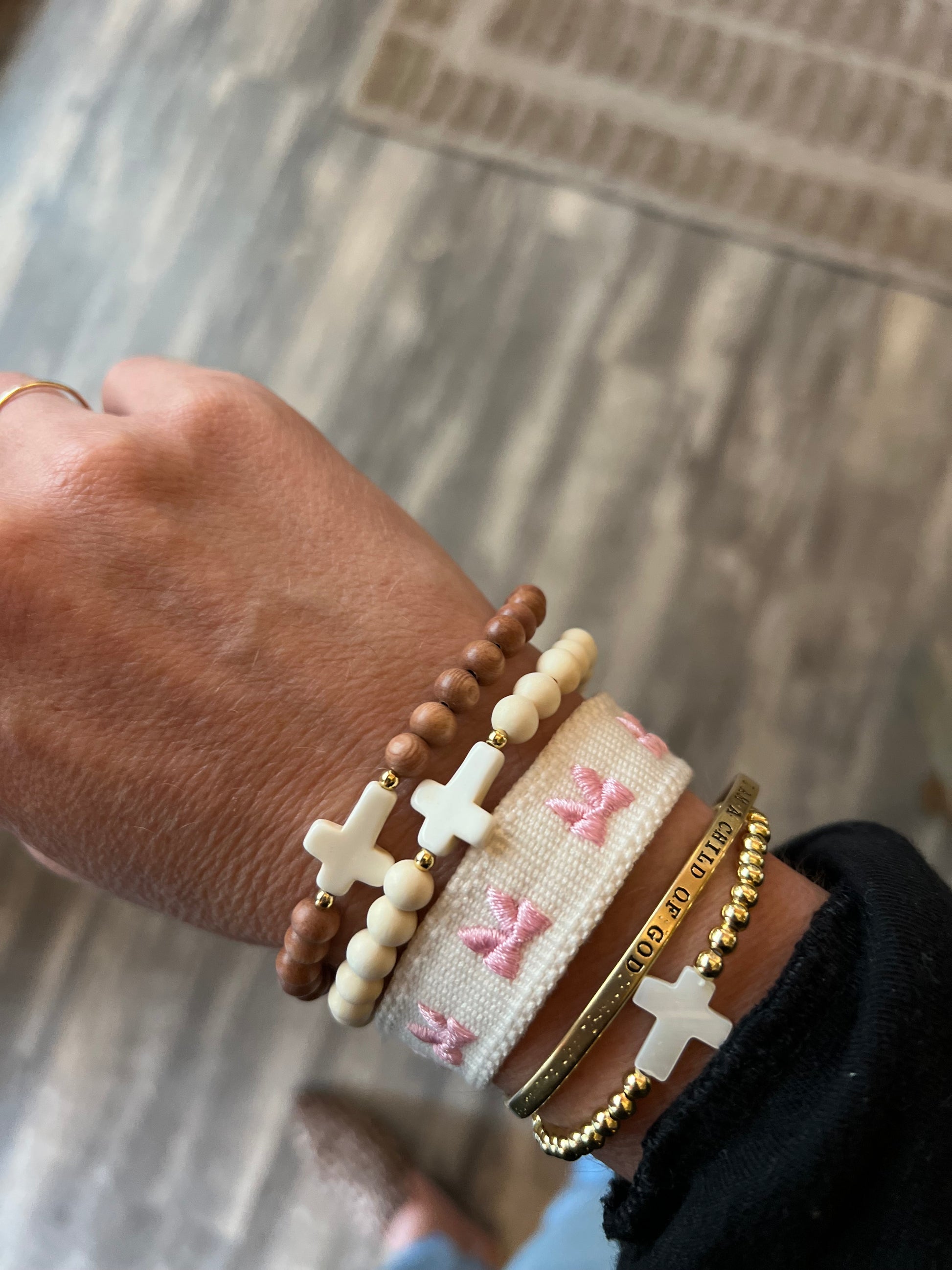 Woven Pink Bow Bracelet
