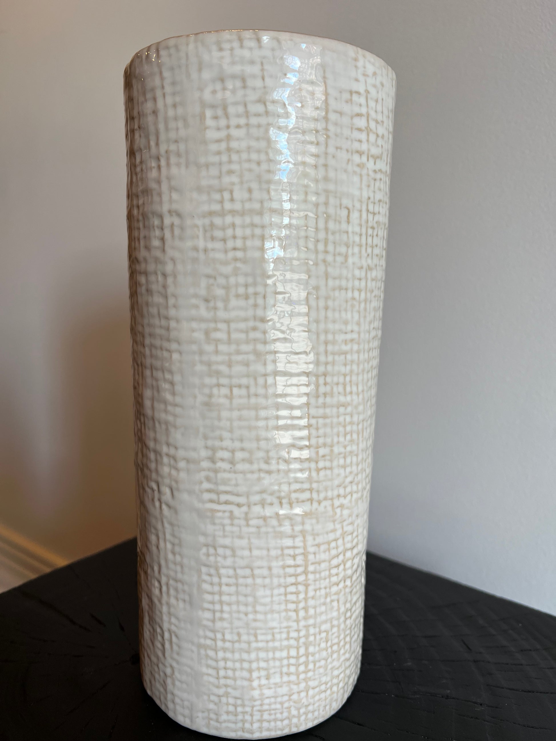 White Checked Vase-Small