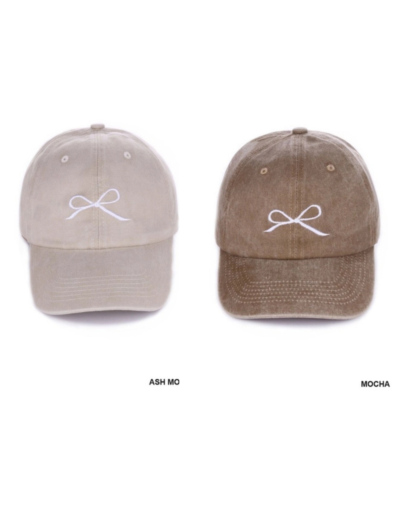Ribbon Bow Embroidery Washed Hat