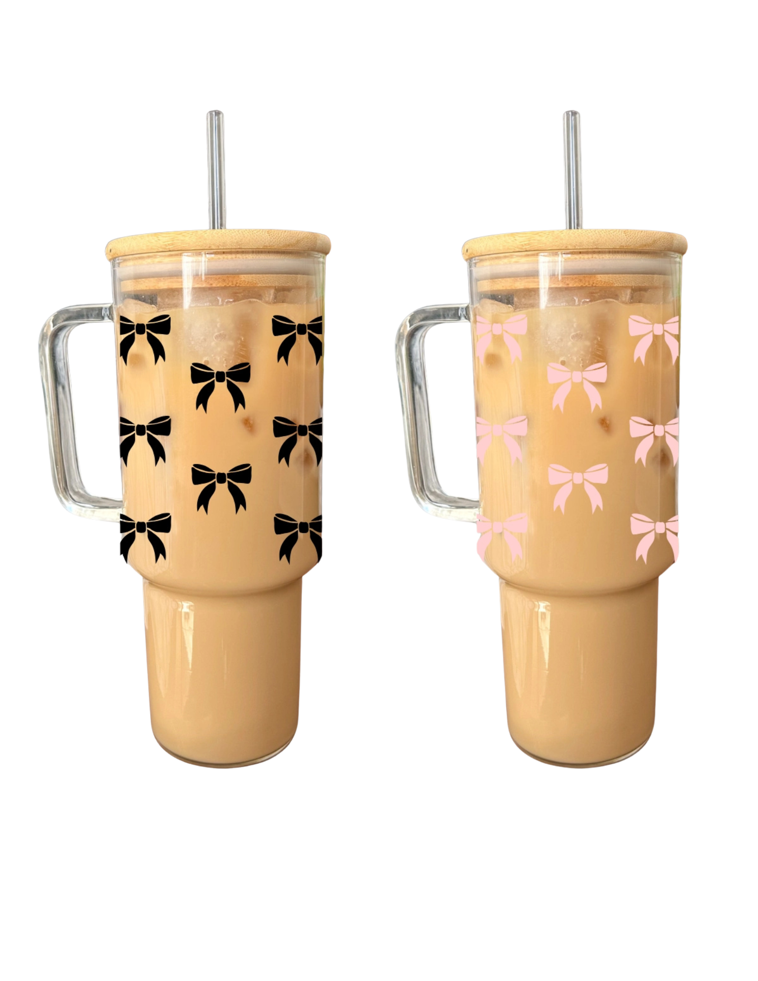 Ribbons Glass Tumbler W/Lid & Straw