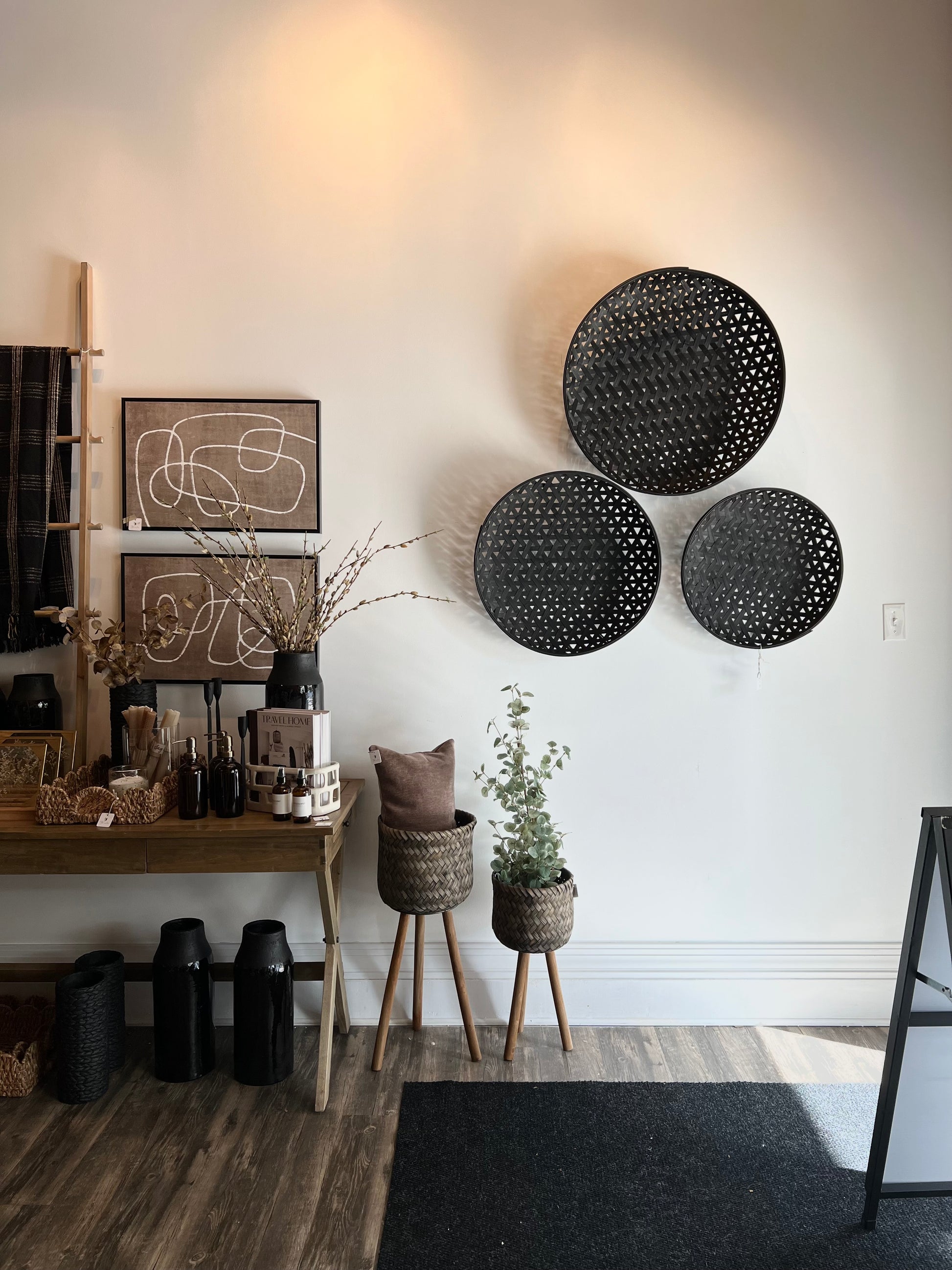 Black Bamboo Wall Baskets