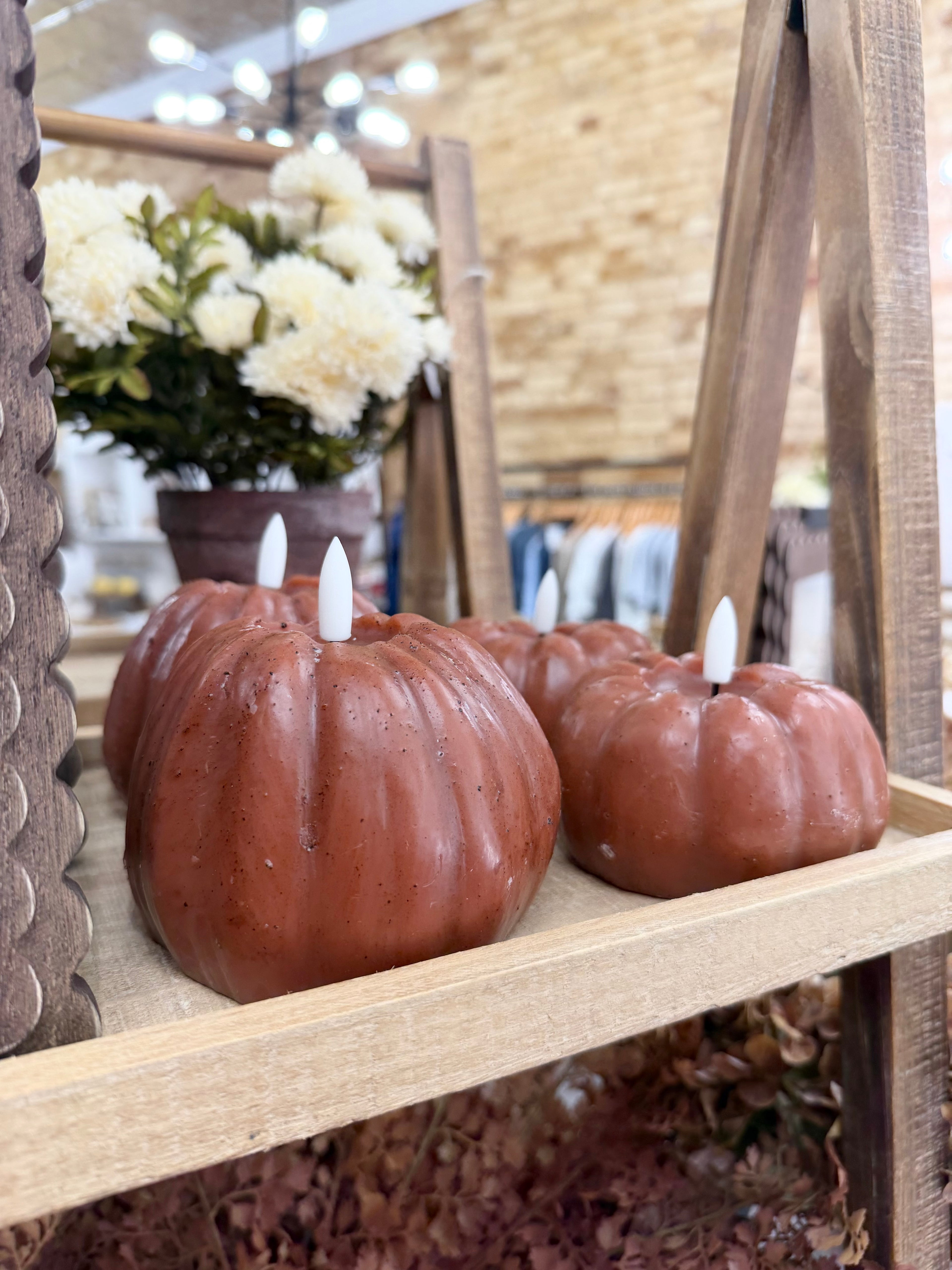 Flameless Pumpkin Candle 4" Bronze