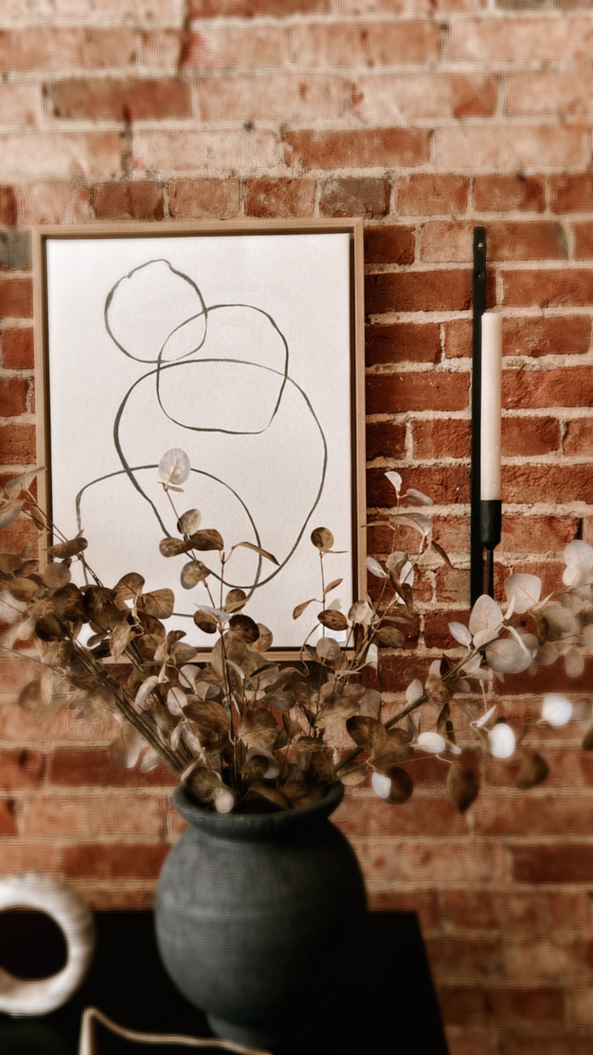 Abstract Circle Wall Art W/Natural Wood Frames