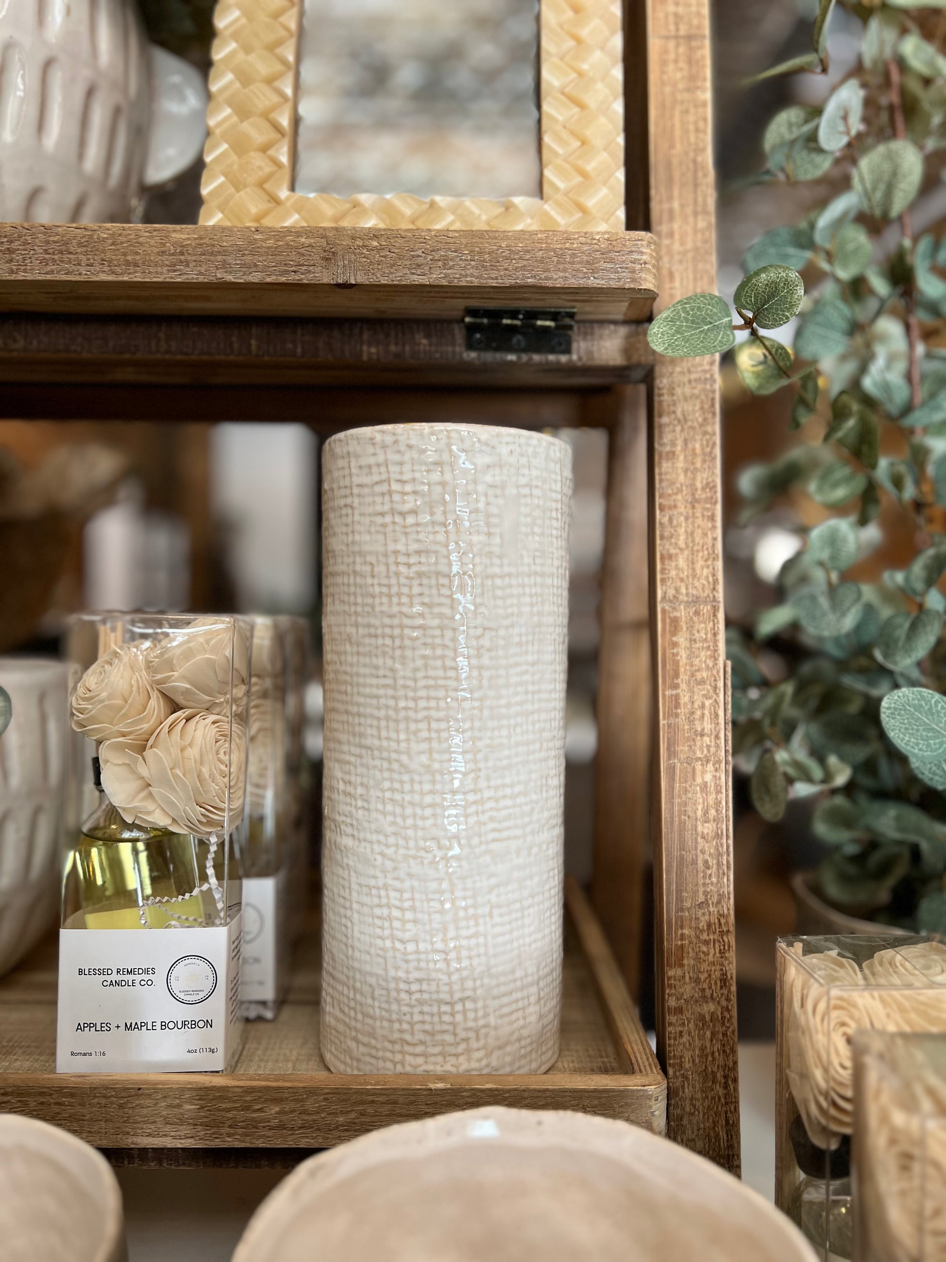 White Checked Vase-Small