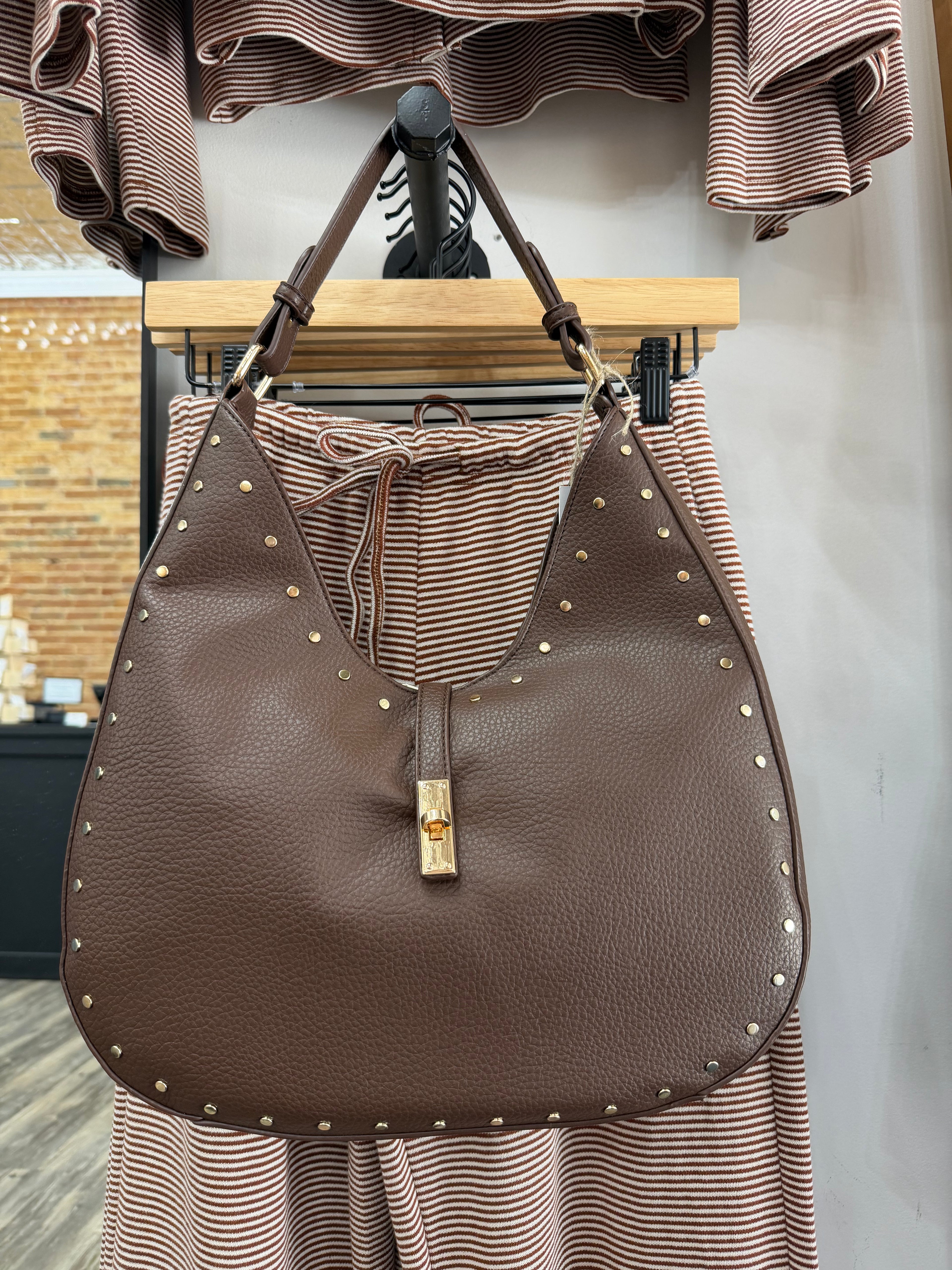 Brown Studded Hobo