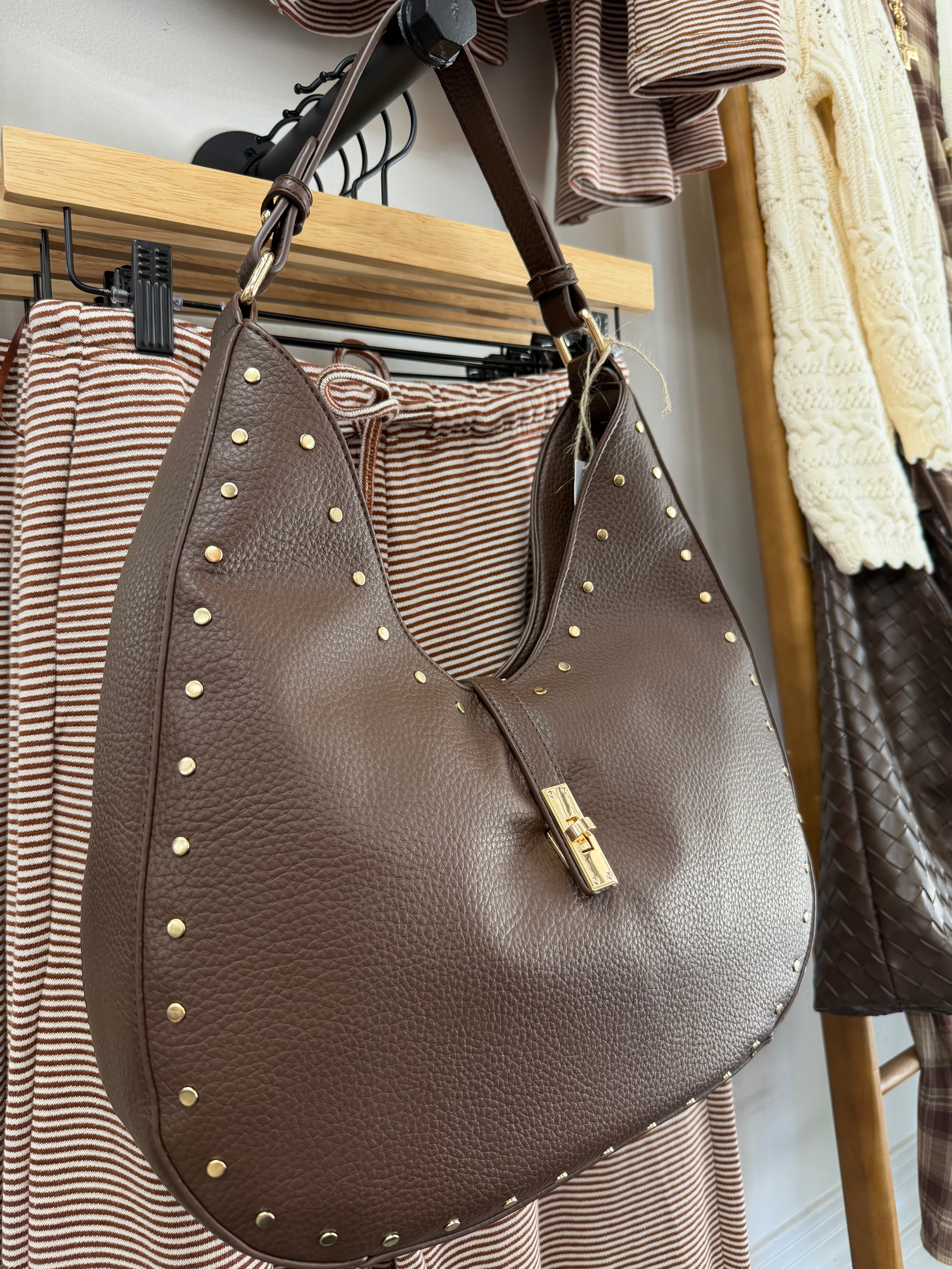 Brown Studded Hobo