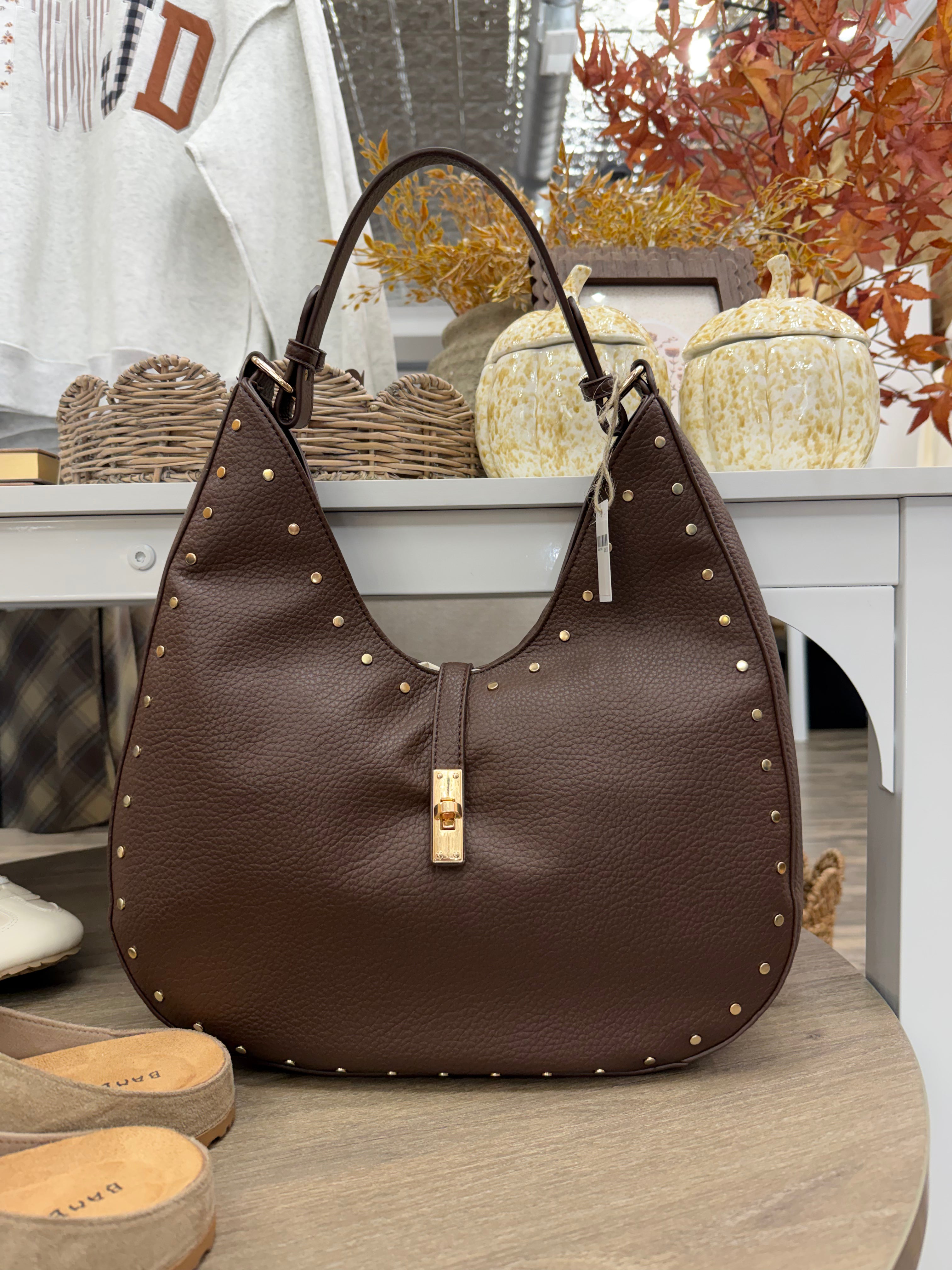 Brown Studded Hobo