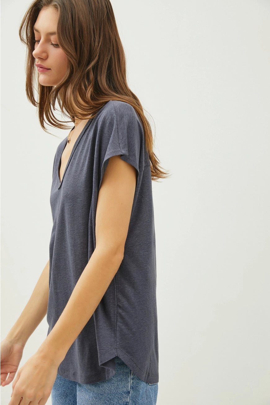Linen T In Charcoal