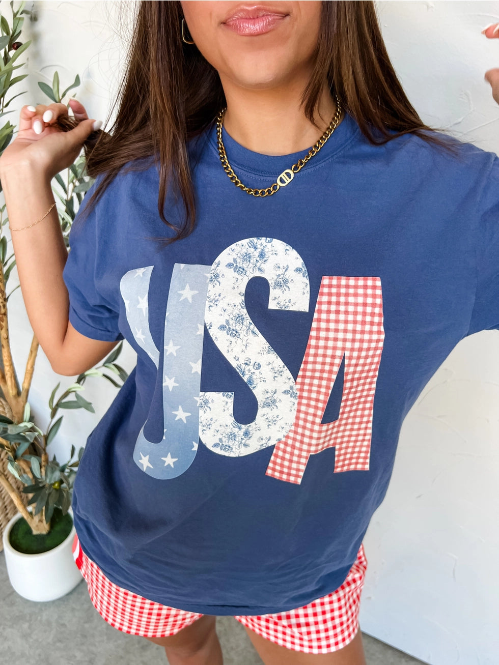 USA T Shirt In Blue