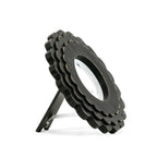 Round Black Scalloped Wood Frame