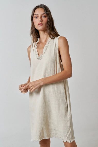 V Neck Linen Dress