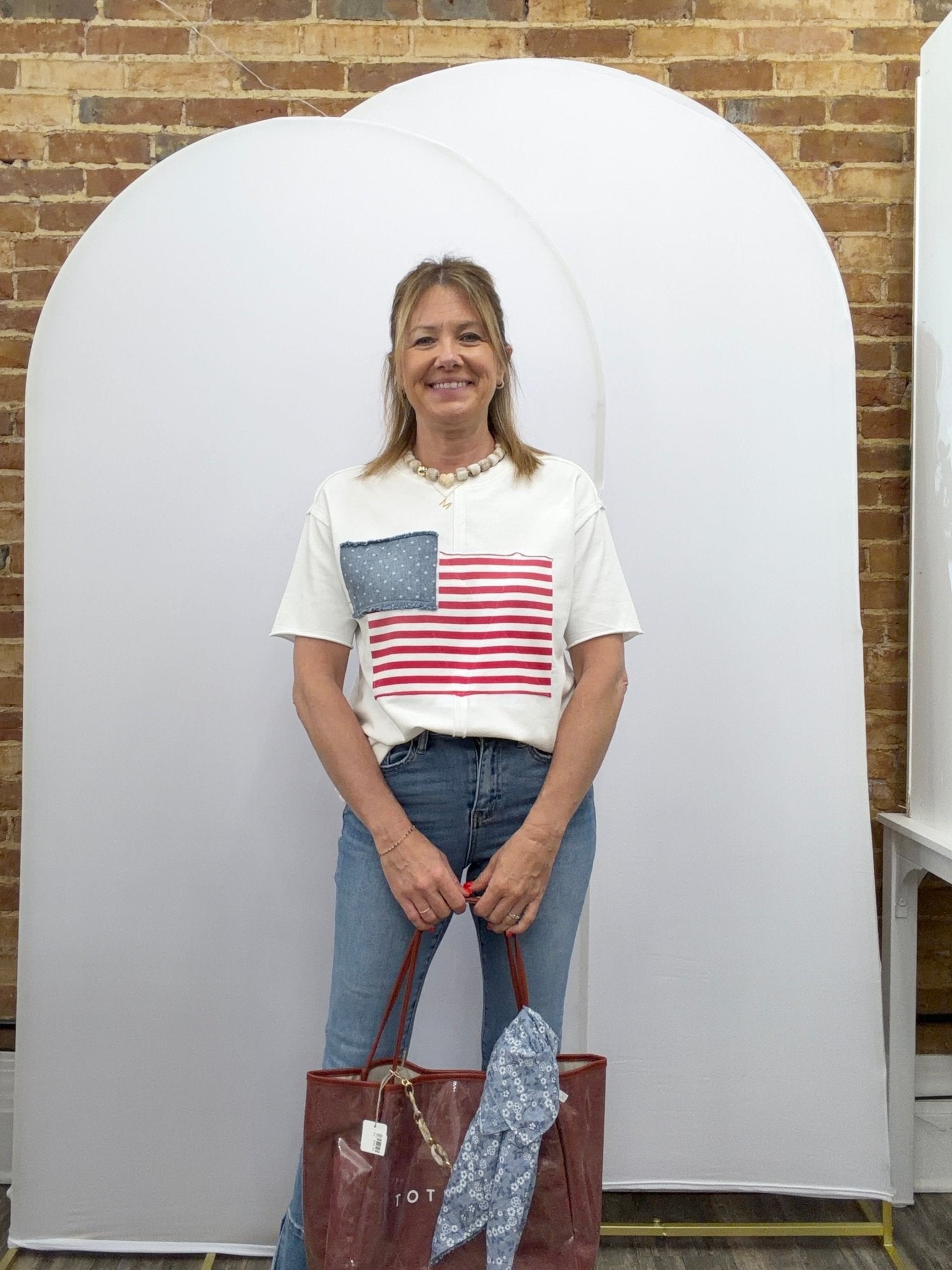 American Flag Patched Casual Wash Top - The Cozy Nest