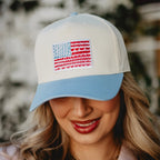 American Flag Two - Toned Fitted Hat - The Cozy Nest