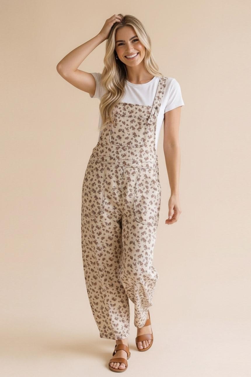 Barrel Bib Overalls Suspender Floral Jumpsuit - The Cozy Nest