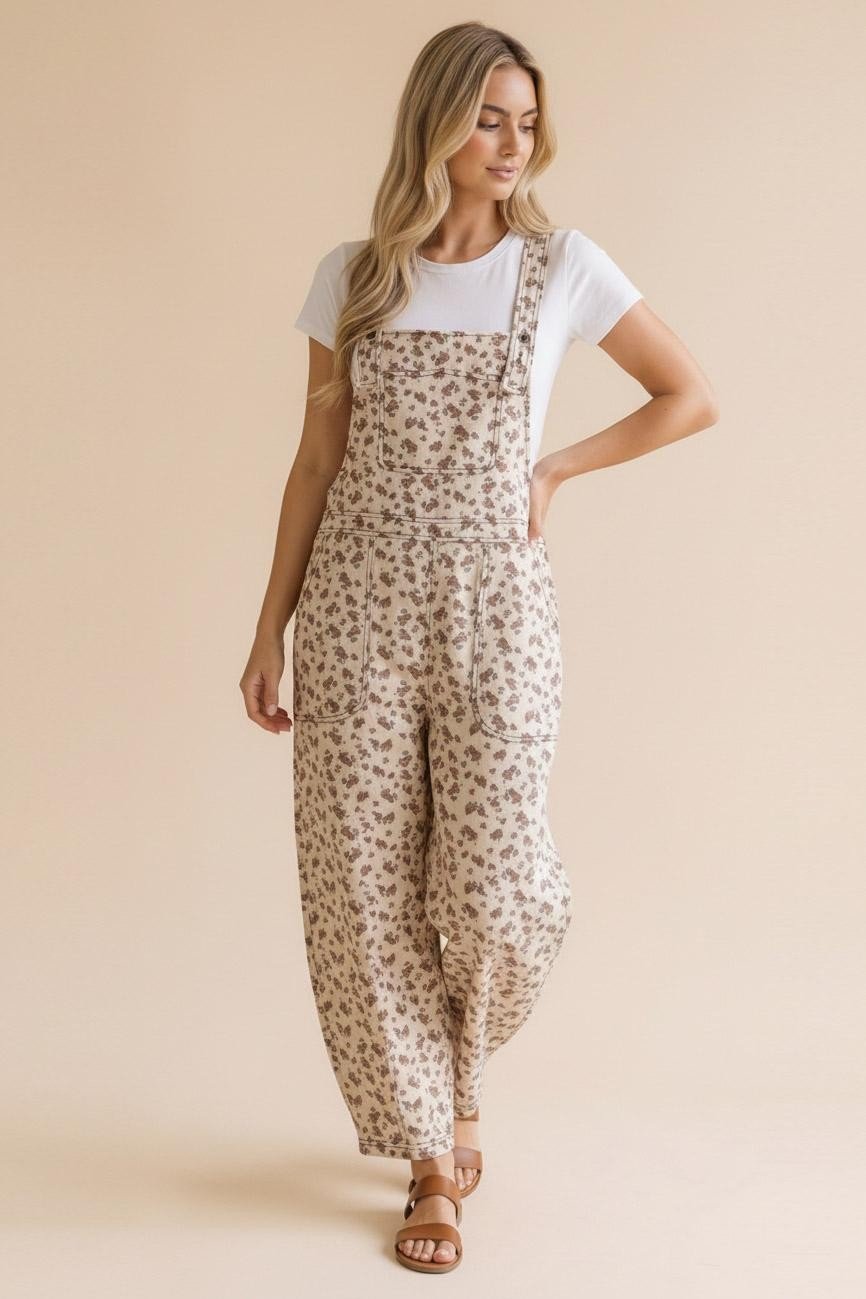 Barrel Bib Overalls Suspender Floral Jumpsuit - The Cozy Nest