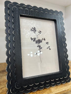 Black Scalloped Wood Frame W/ Abstract Floral - The Cozy Nest