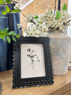 Black Scalloped Wood Frame W/ Abstract Floral - The Cozy Nest